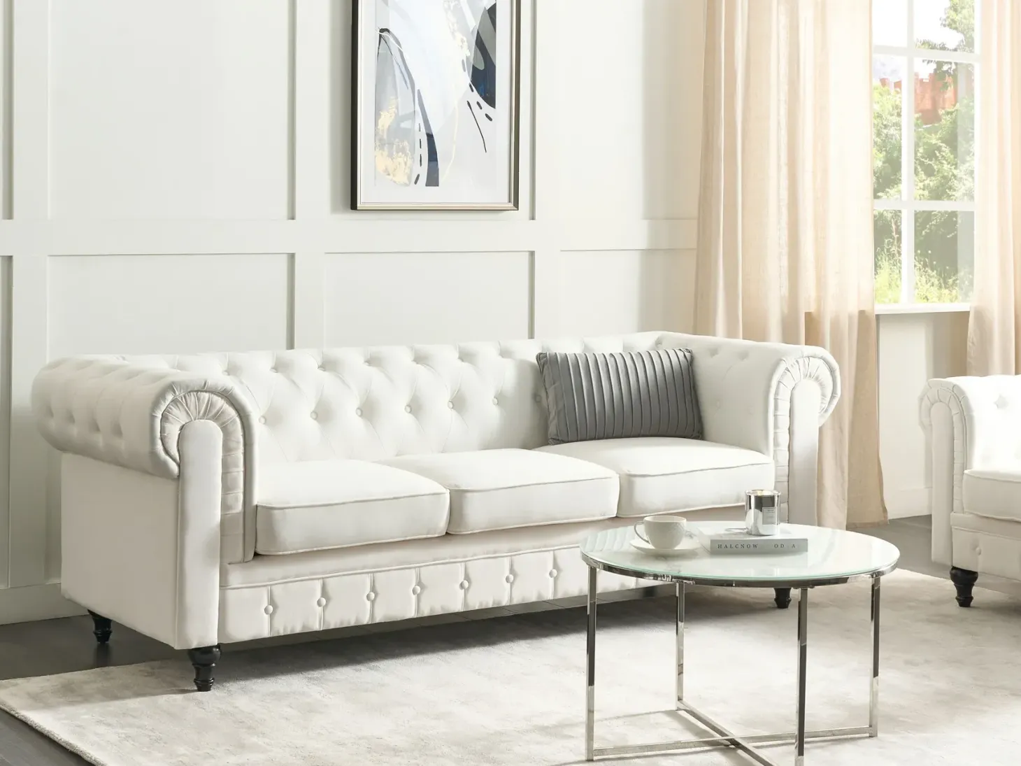 Sofa 3 personers CHESTERFIELD Cremehvid