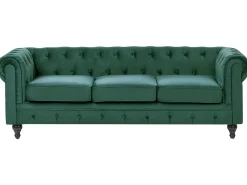 Sofa 3 personers CHESTERFIELD Velour Smaragdgrøn