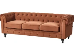 Sofa 3 personers CHESTERFIELD Velour Guldbrun