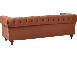 Sofa 3 personers CHESTERFIELD Velour Guldbrun