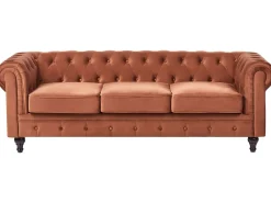Sofa 3 personers CHESTERFIELD Velour Guldbrun