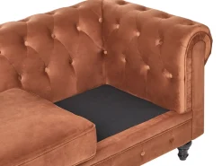 Sofa 3 personers CHESTERFIELD Velour Guldbrun