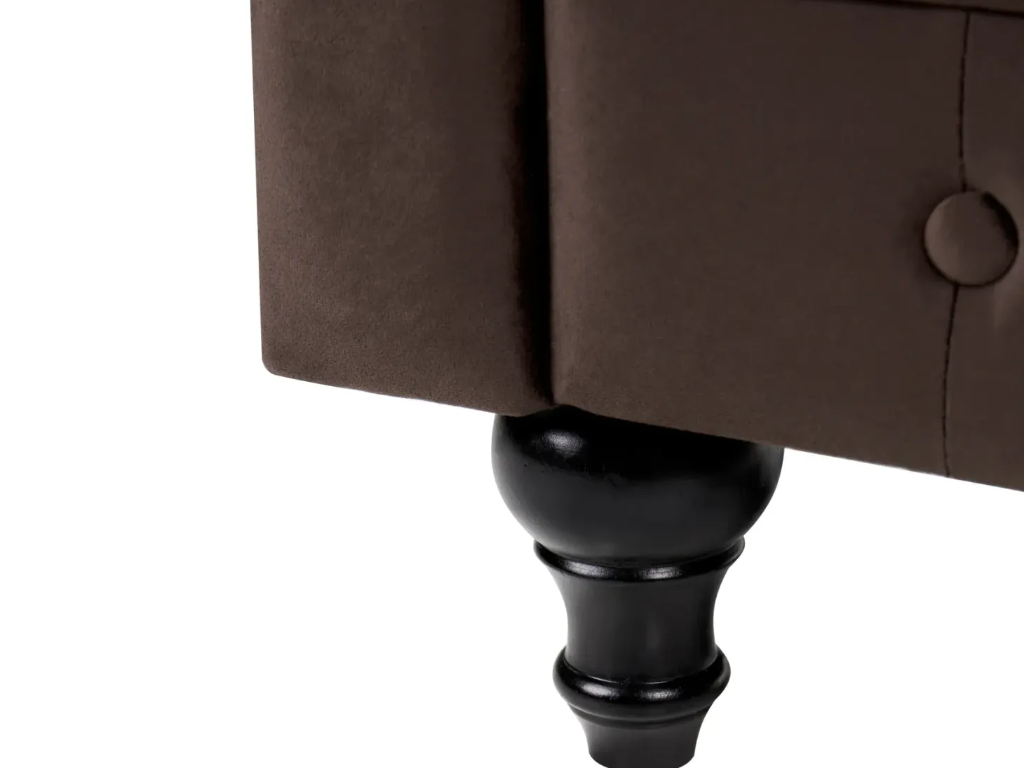 Sofa 3 personers CHESTERFIELD Velour Mørkebrun