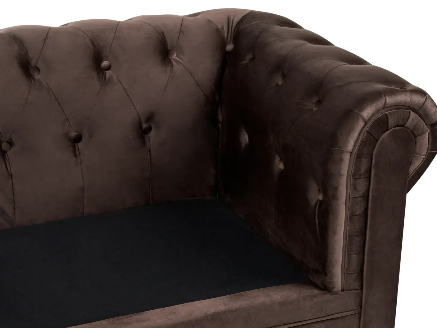 Sofa 3 personers CHESTERFIELD Velour Mørkebrun