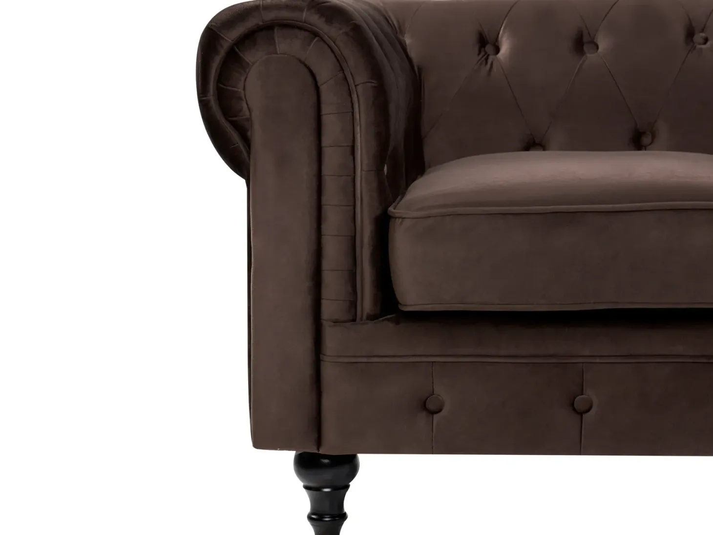 Sofa 3 personers CHESTERFIELD Velour Mørkebrun