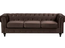 Sofa 3 personers CHESTERFIELD Velour Mørkebrun