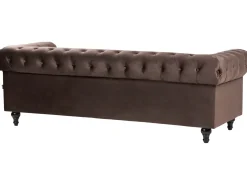 Sofa 3 personers CHESTERFIELD Velour Mørkebrun