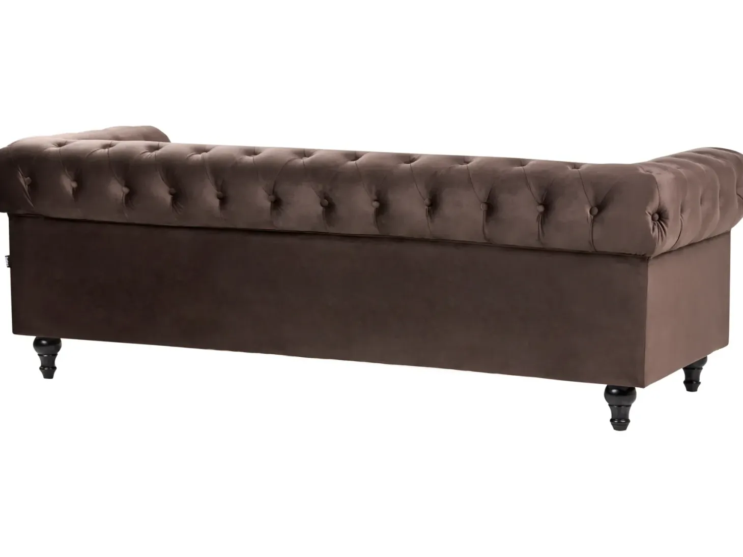 Sofa 3 personers CHESTERFIELD Velour Mørkebrun