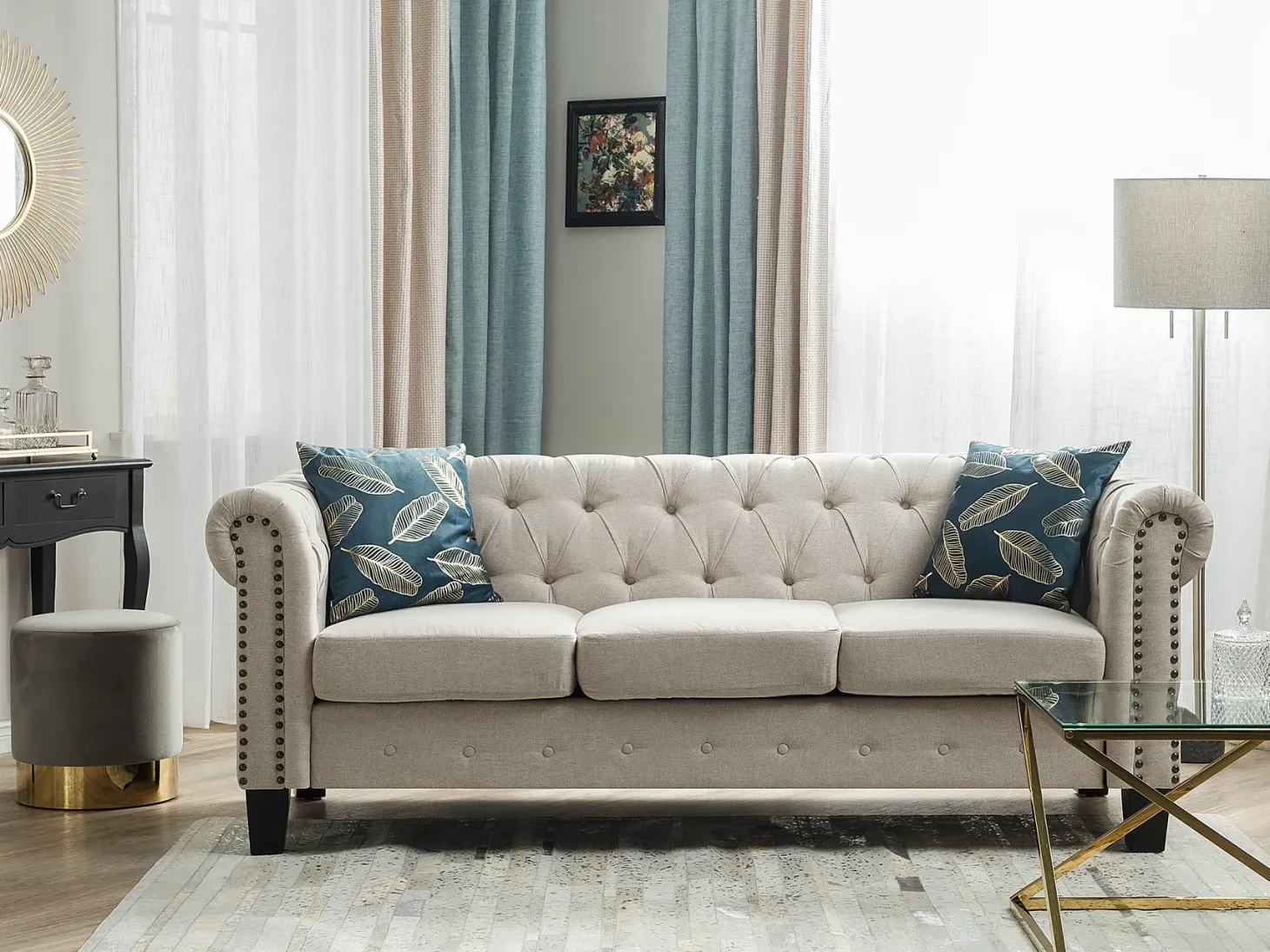 Sofa 3 personers CHESTERFIELD Beige