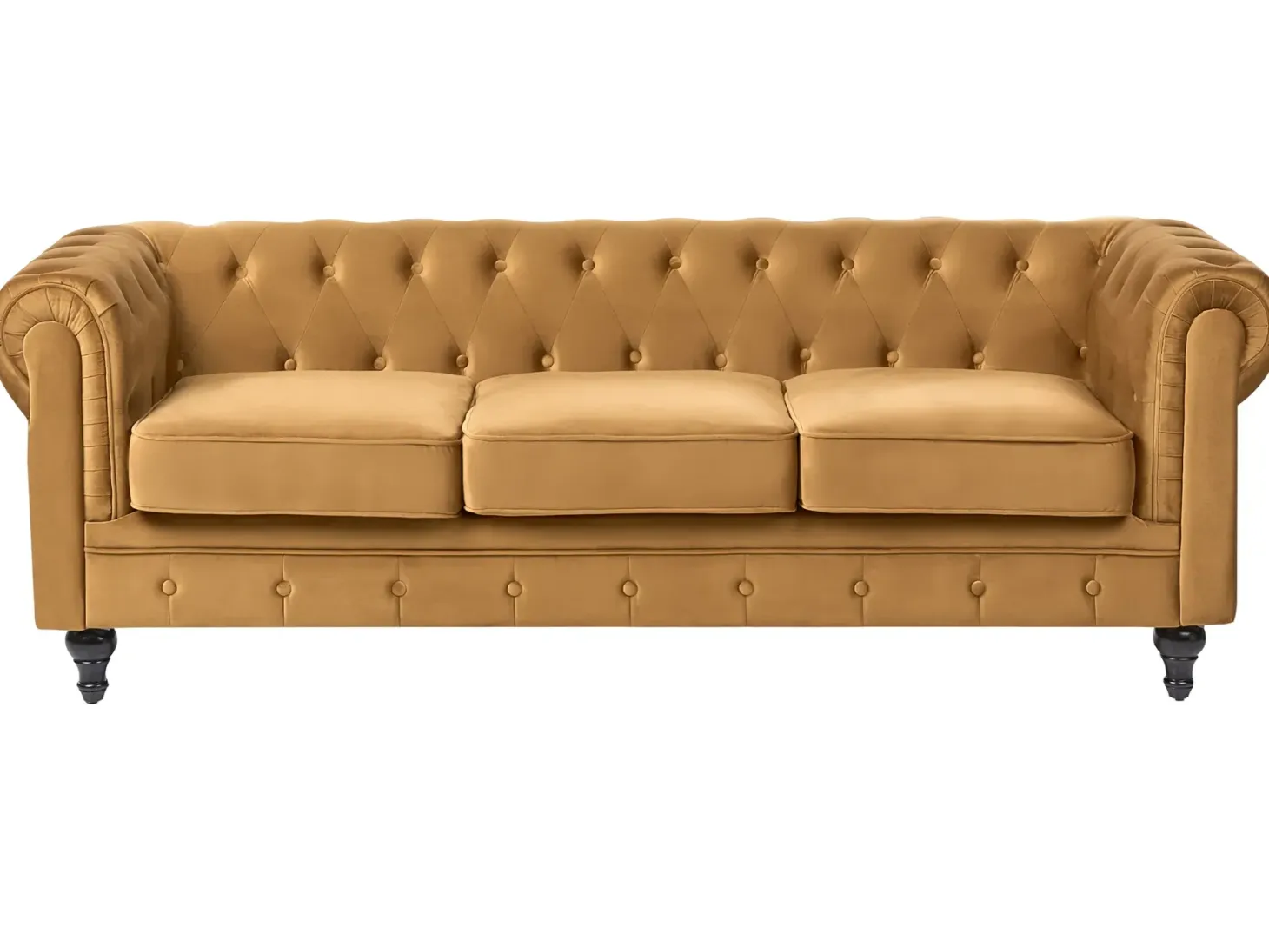 Sofa 3 personers CHESTERFIELD Velour Guld