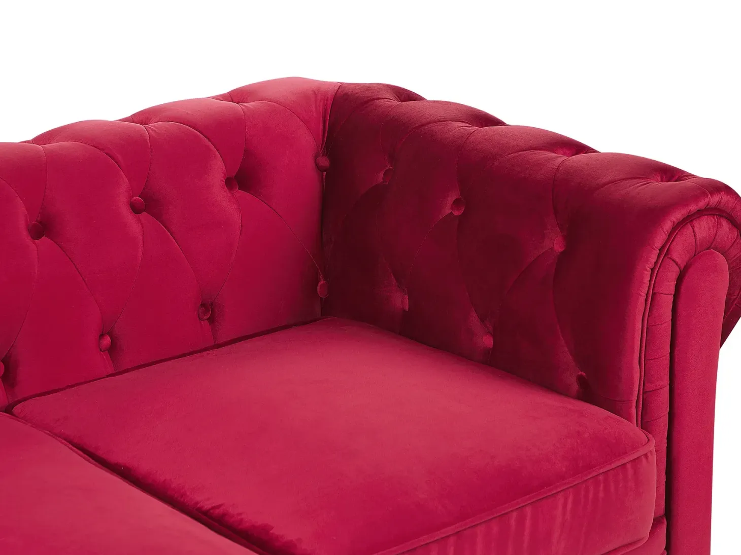 Sofa 3 personers CHESTERFIELD Velour Mørkerød