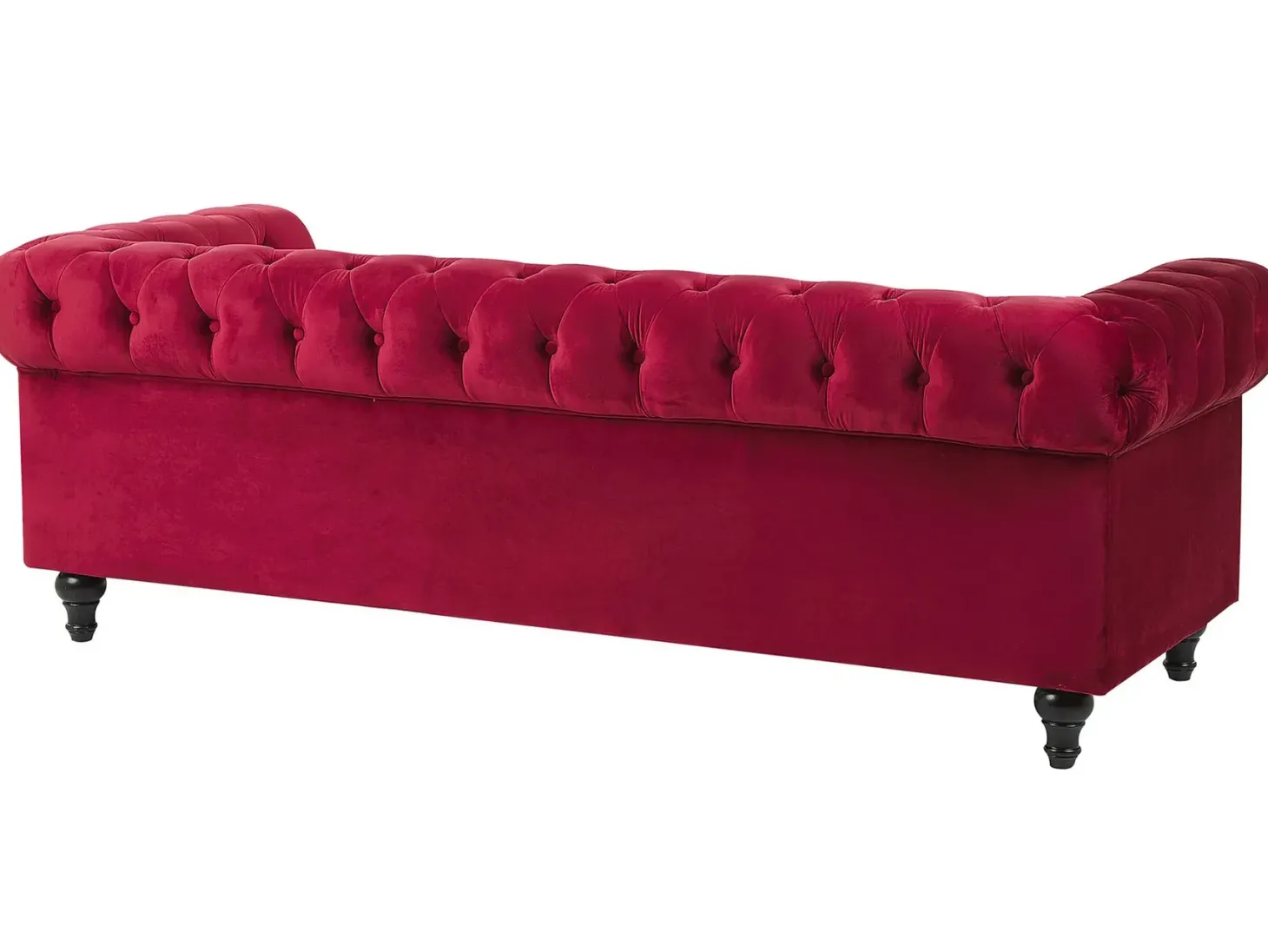 Sofa 3 personers CHESTERFIELD Velour Mørkerød