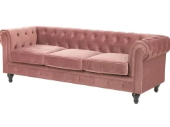 Sofa 3 personers CHESTERFIELD Velour Lyserød