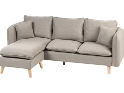Sofa 3 personers DALVIK Lysebrun med fodskammel