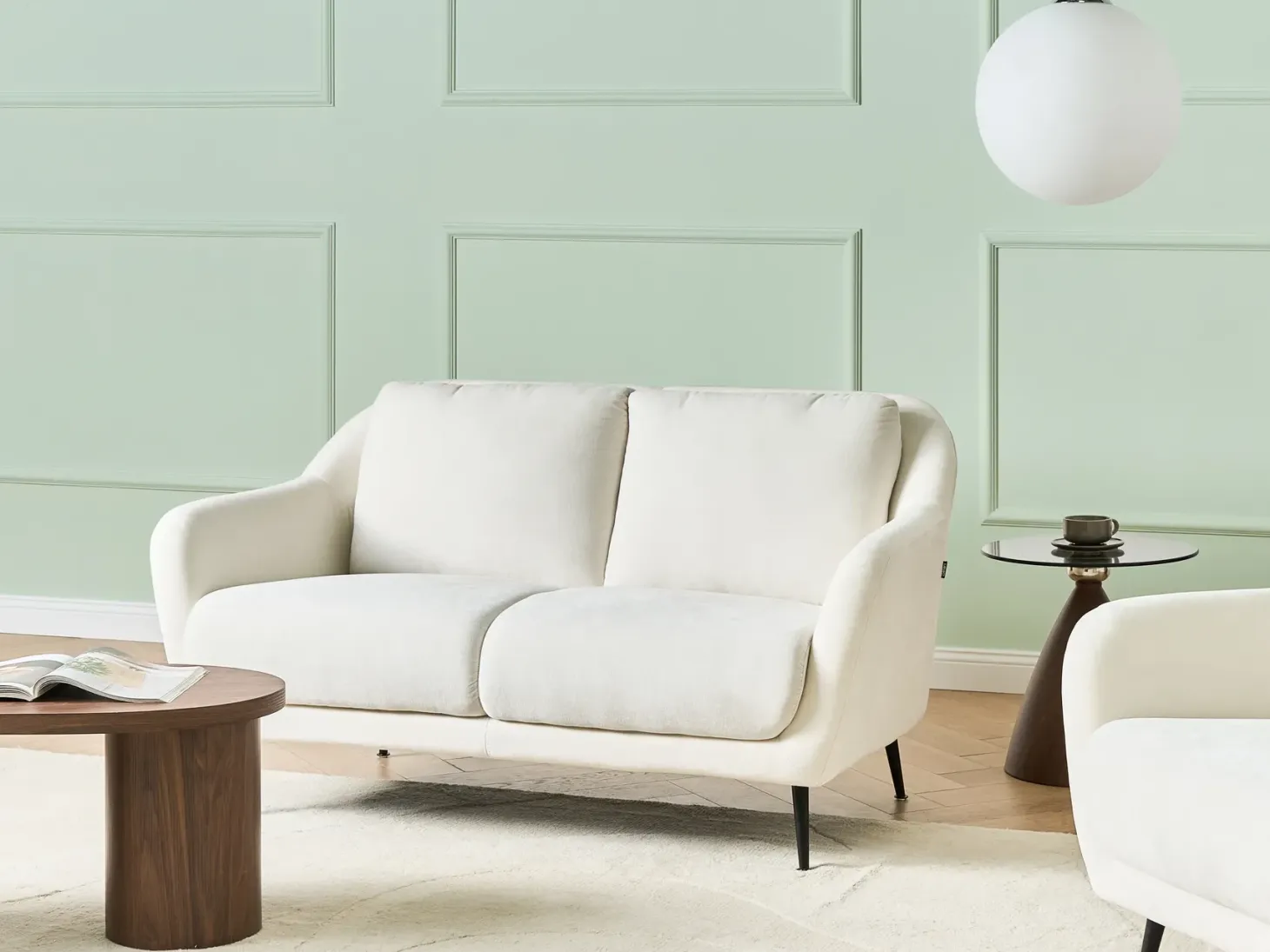 Sofa 2 personers EIBY Chenille Hvid