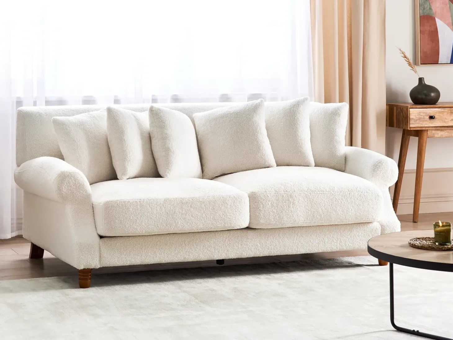 Sofa 2 personers EIKE Boucle Cremehvid