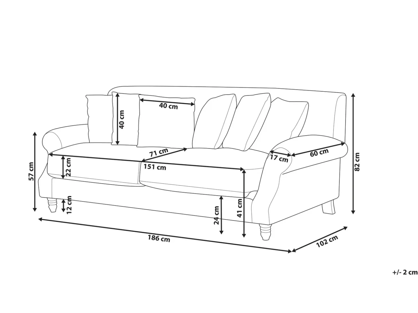 Sofa 2 personers EIKE Boucle Cremehvid