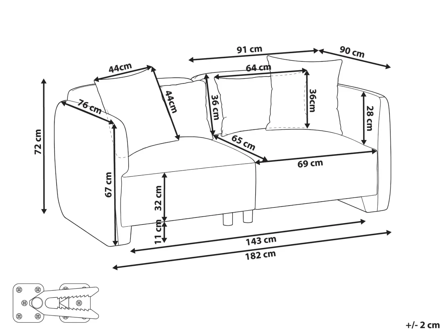 Sofa 3 personers EKENES Brun