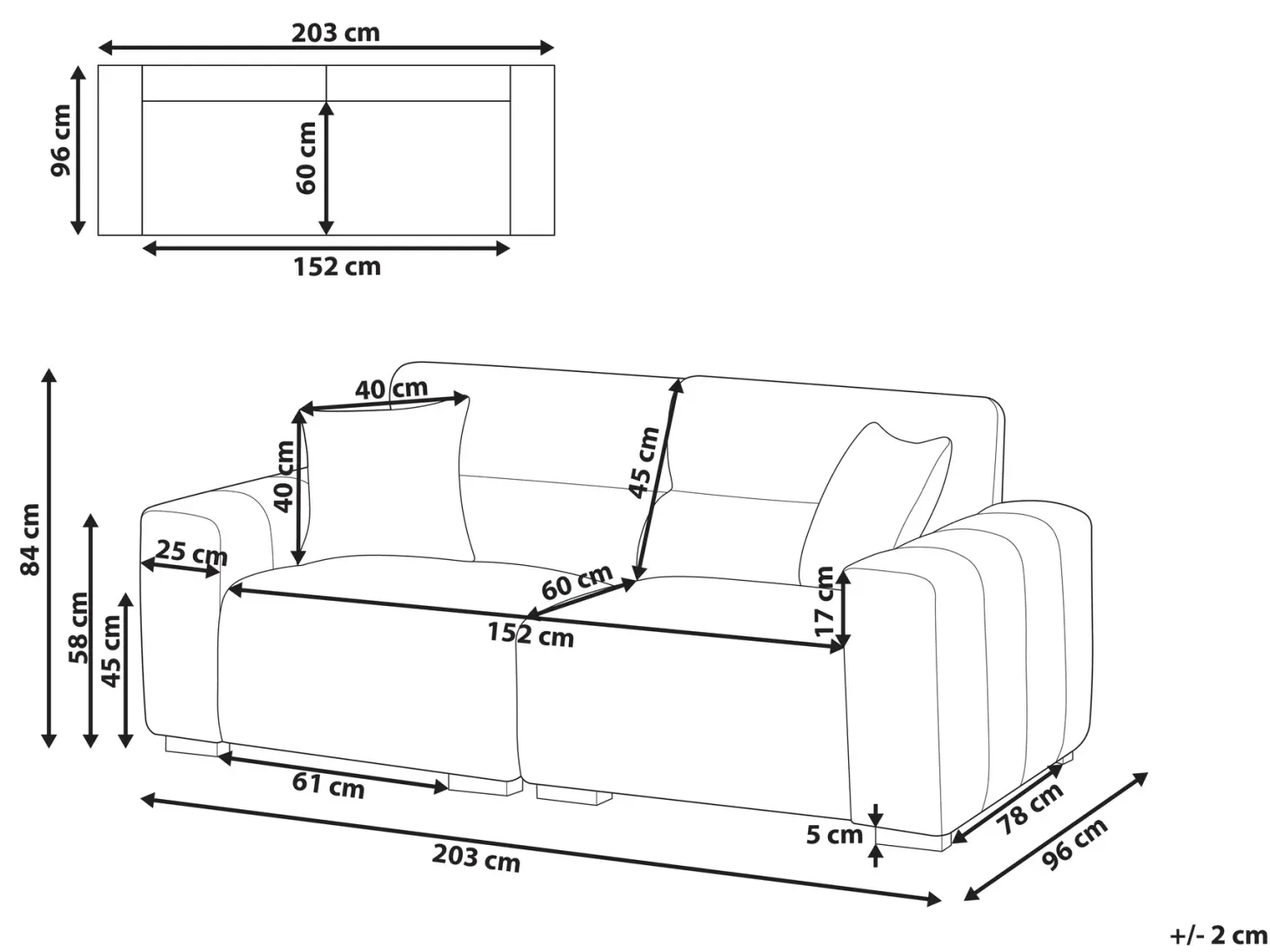 Sofa 3 personers FAUSKAN Sort