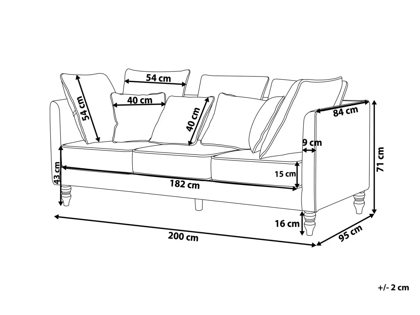 Sofa 3 personers FENSTAD Velour Grå