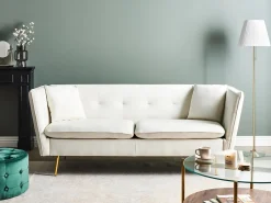 Sofa 3 personers FREDERICA Velour Cremehvid