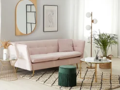 Sofa 3 personers FREDERICA Velour Lyserød