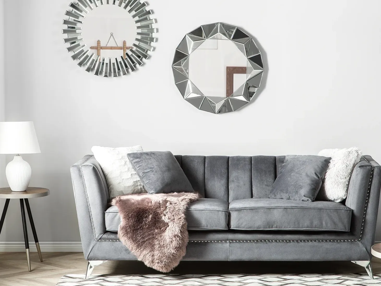 Sofa 3 personers GAULA Velour Grå