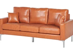 Sofa 3 personers GAVLE Kunstlæder Guldbrun