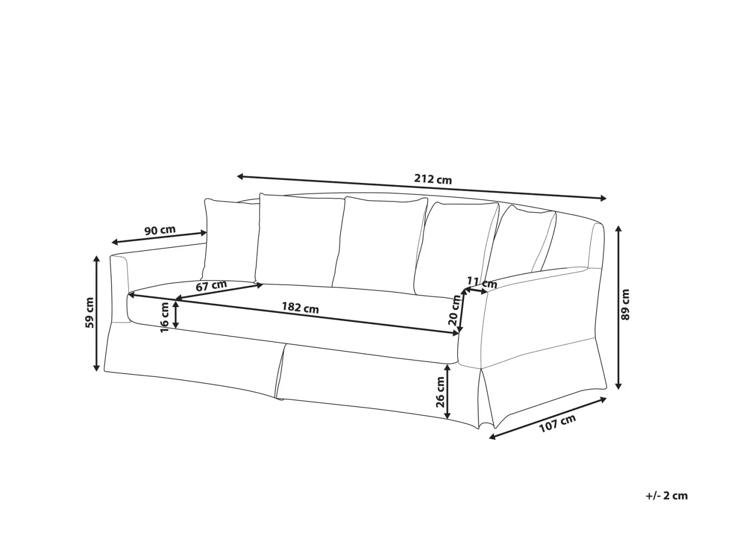 Sofa 3 personers GILJA Sort