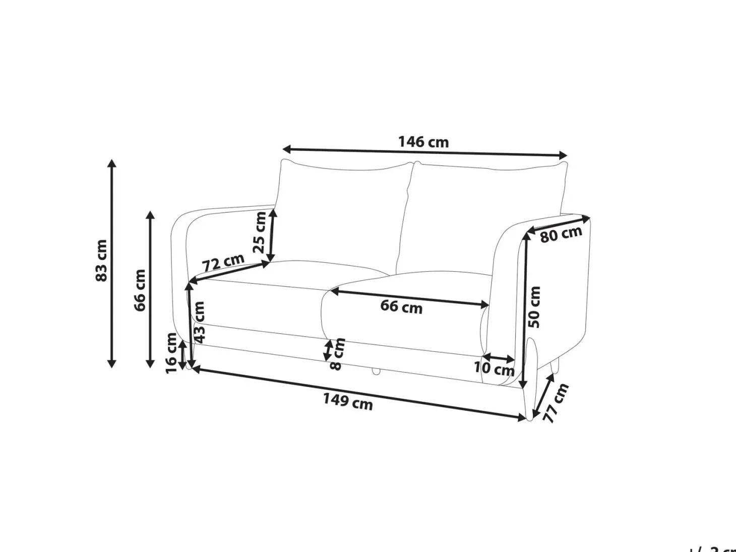 Sofa 2 personers GIMO Boucle Hvid