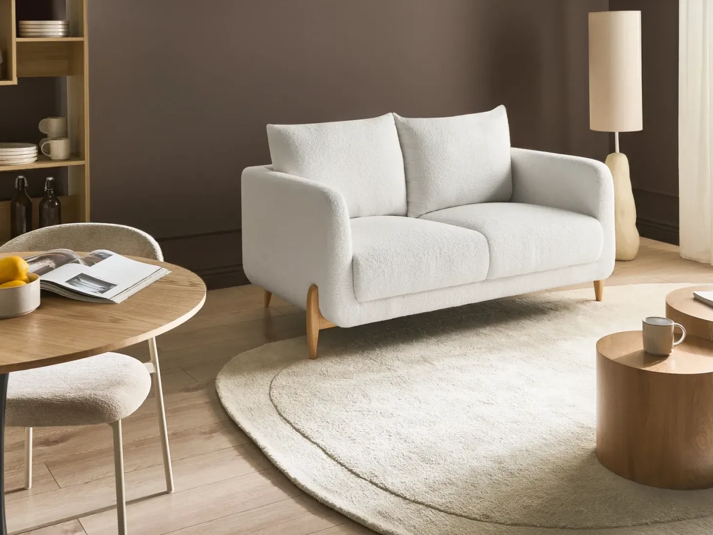 Sofa 2 personers GIMO Boucle Hvid