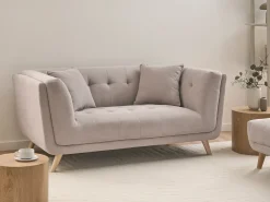 Sofa 2 personers HABO Brungrå med fodskammel