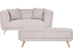 Sofa 2 personers HABO Brungrå med fodskammel