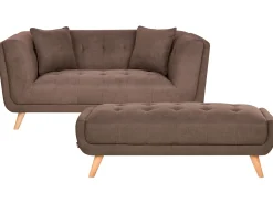 Sofa 2 personers HABO Mørkebrun med fodskammel