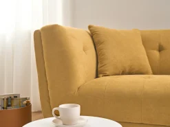 Sofa 2 personers HABO Sennepsgul med fodskammel