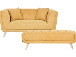 Sofa 2 personers HABO Sennepsgul med fodskammel