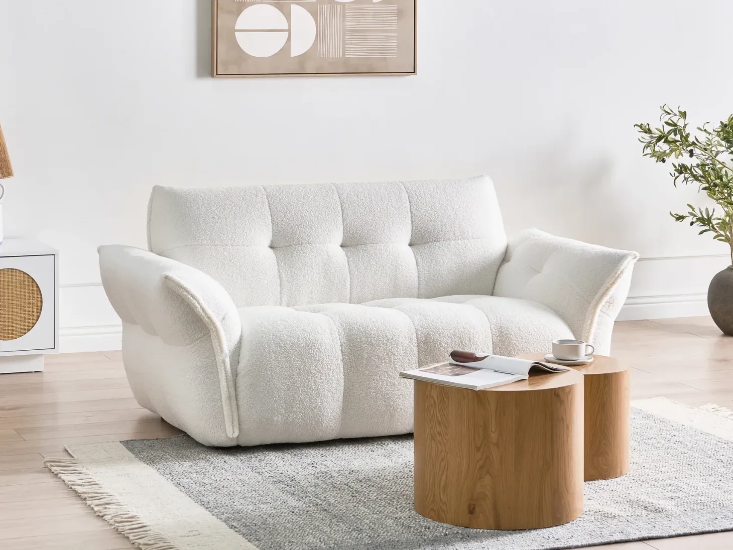 Sofa 2 personers HALBA Boucle Hvid
