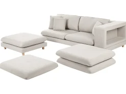 Sofa 2 personers HEDEN Beige med fodskammel