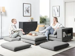 Sofa 2 personers HEDEN Grå med fodskammel