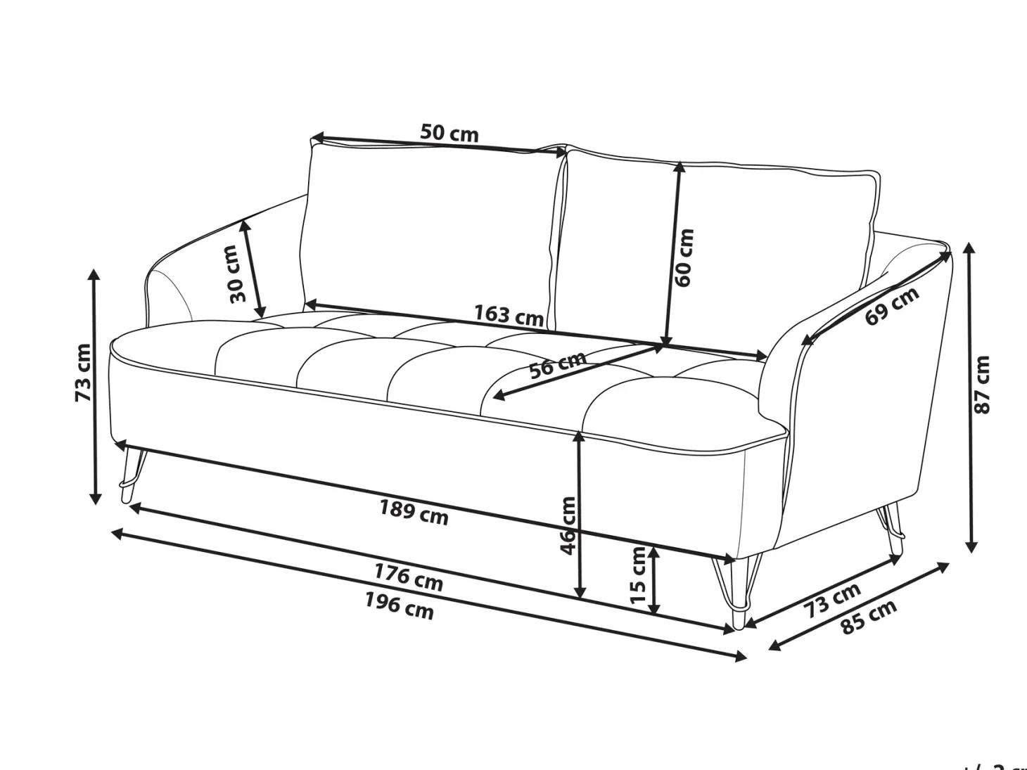Sofa 3 personers HOBRO Lysebrun
