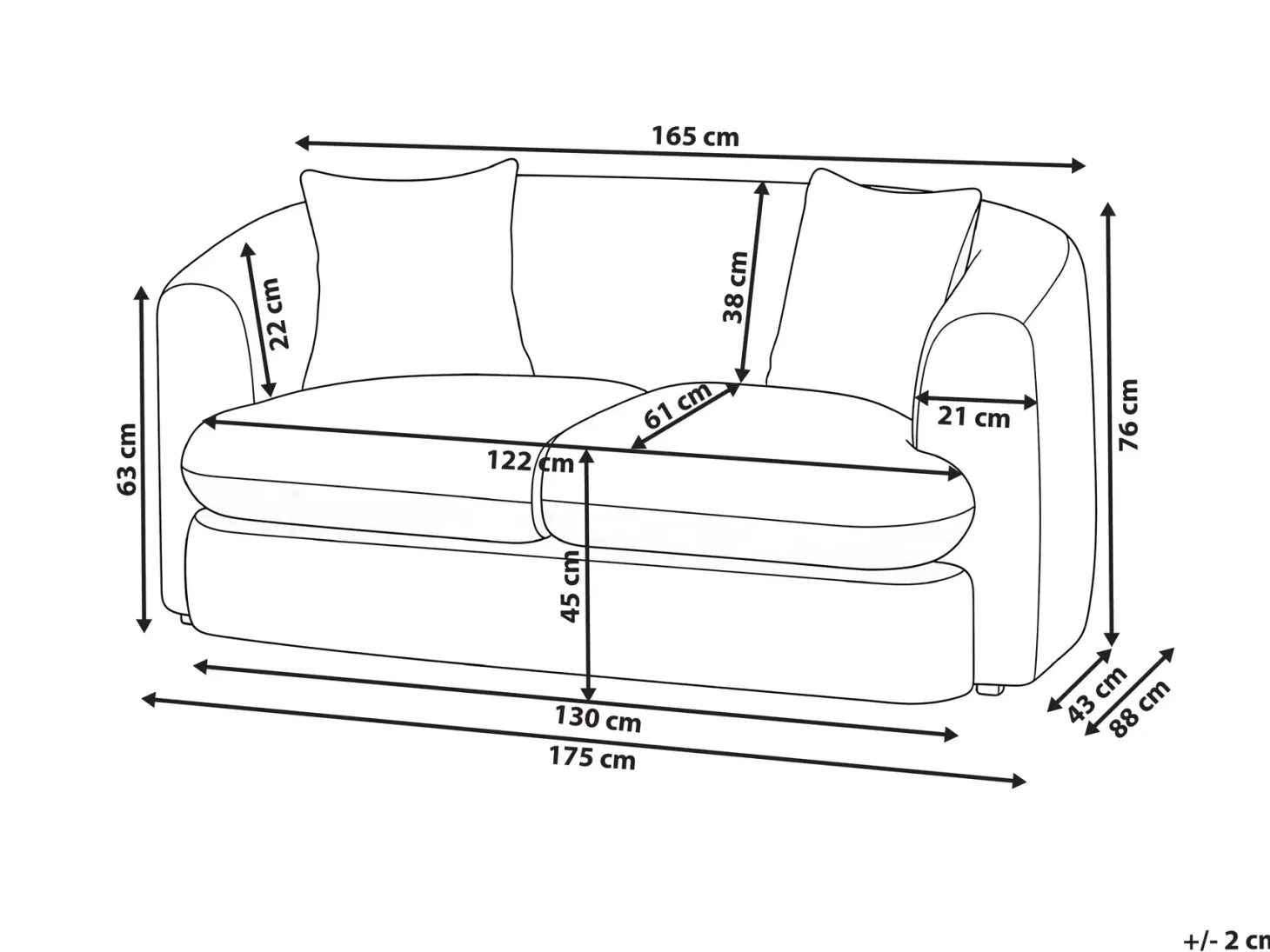 Sofa 2 personers HUSBY Boucle Cremehvid
