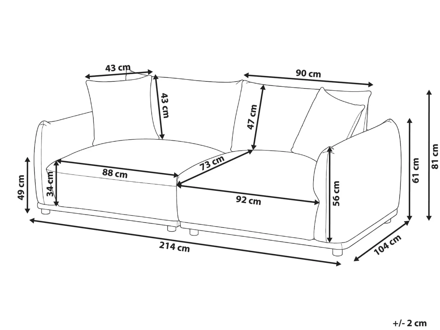 Sofa 3 personers JUBEK Boucle Beige