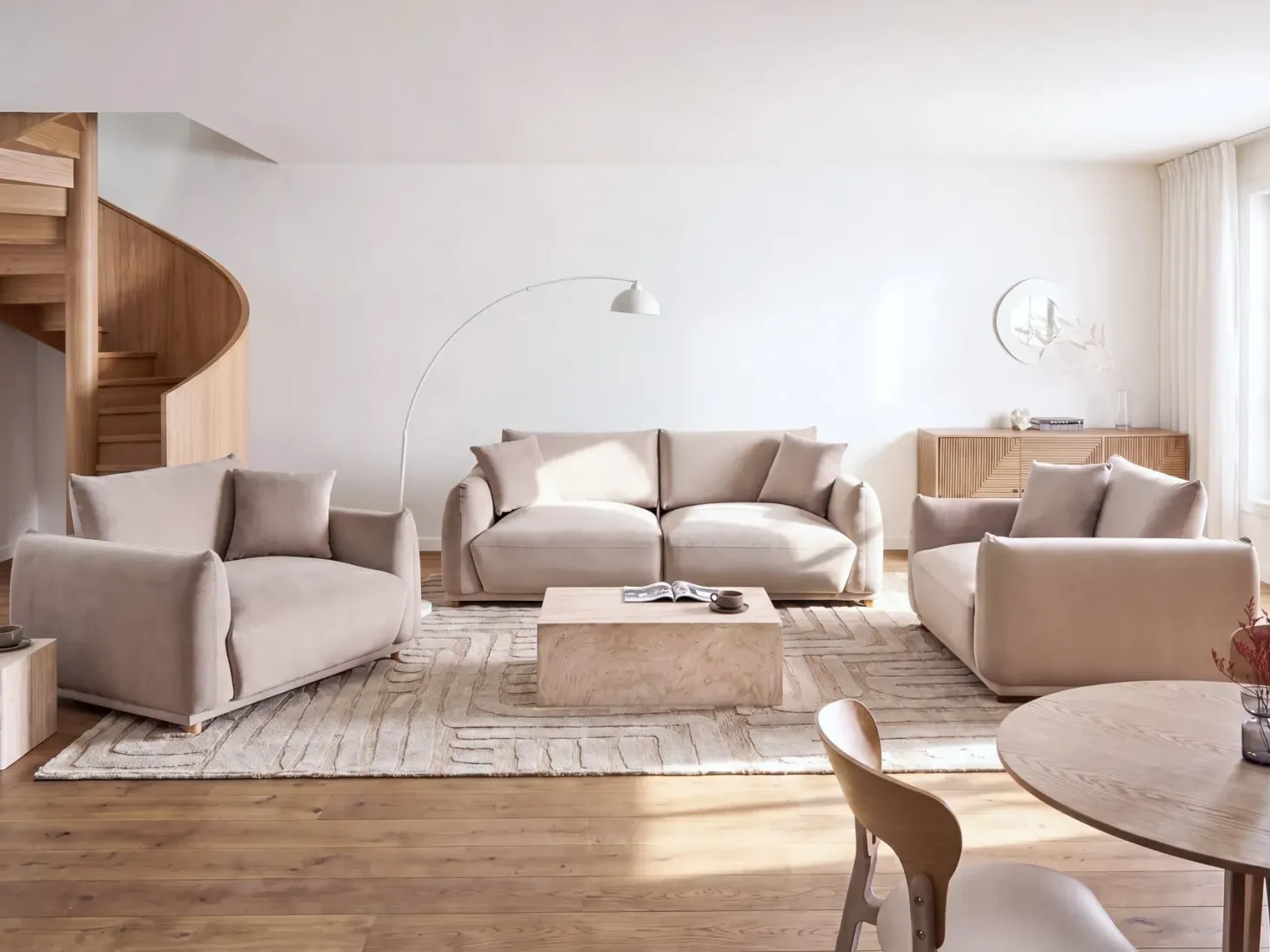Sofa 3 personers JUBEK Velour Brungrå