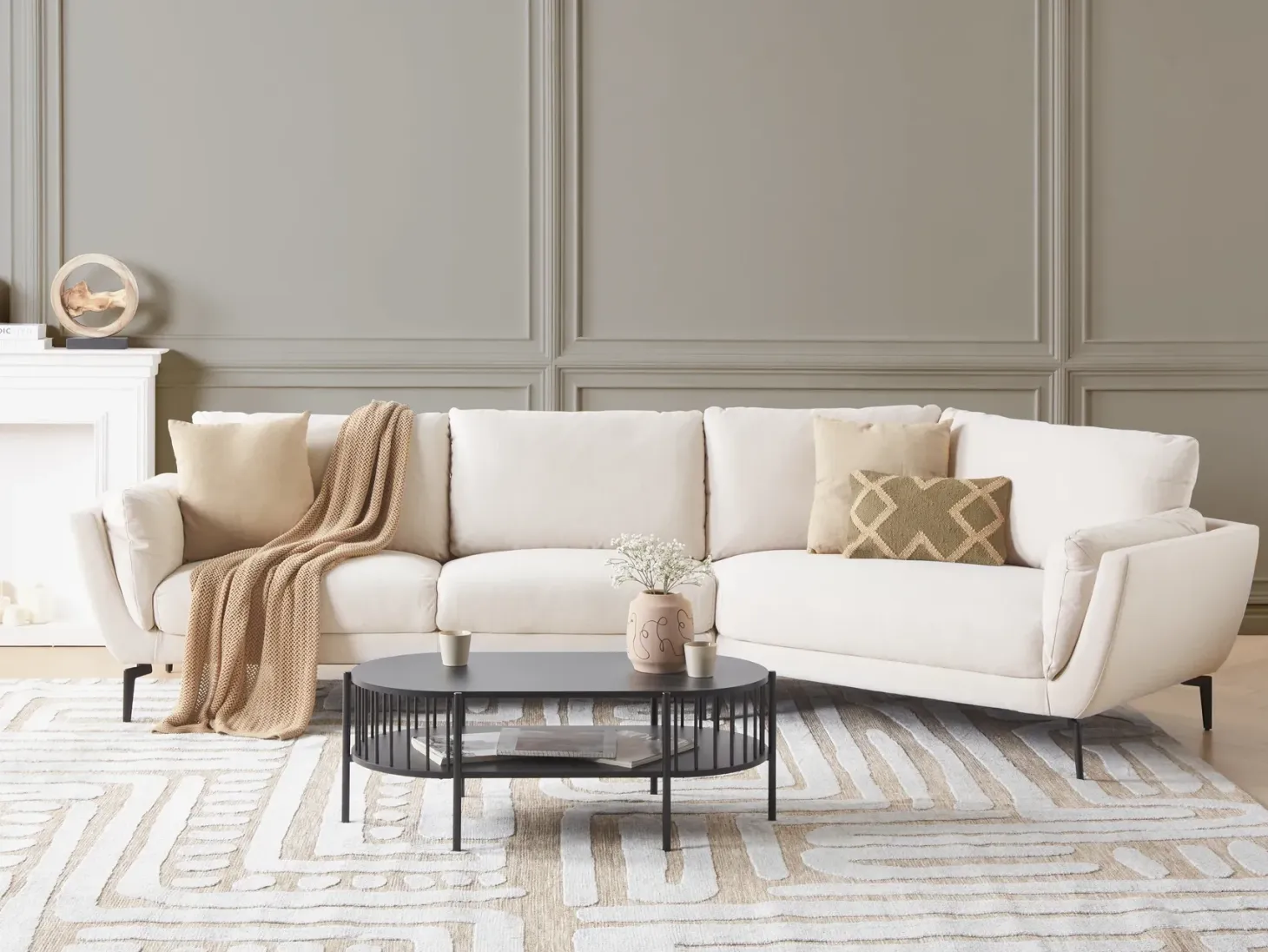 Sofa 3 personers KANSSELI Lys Beige