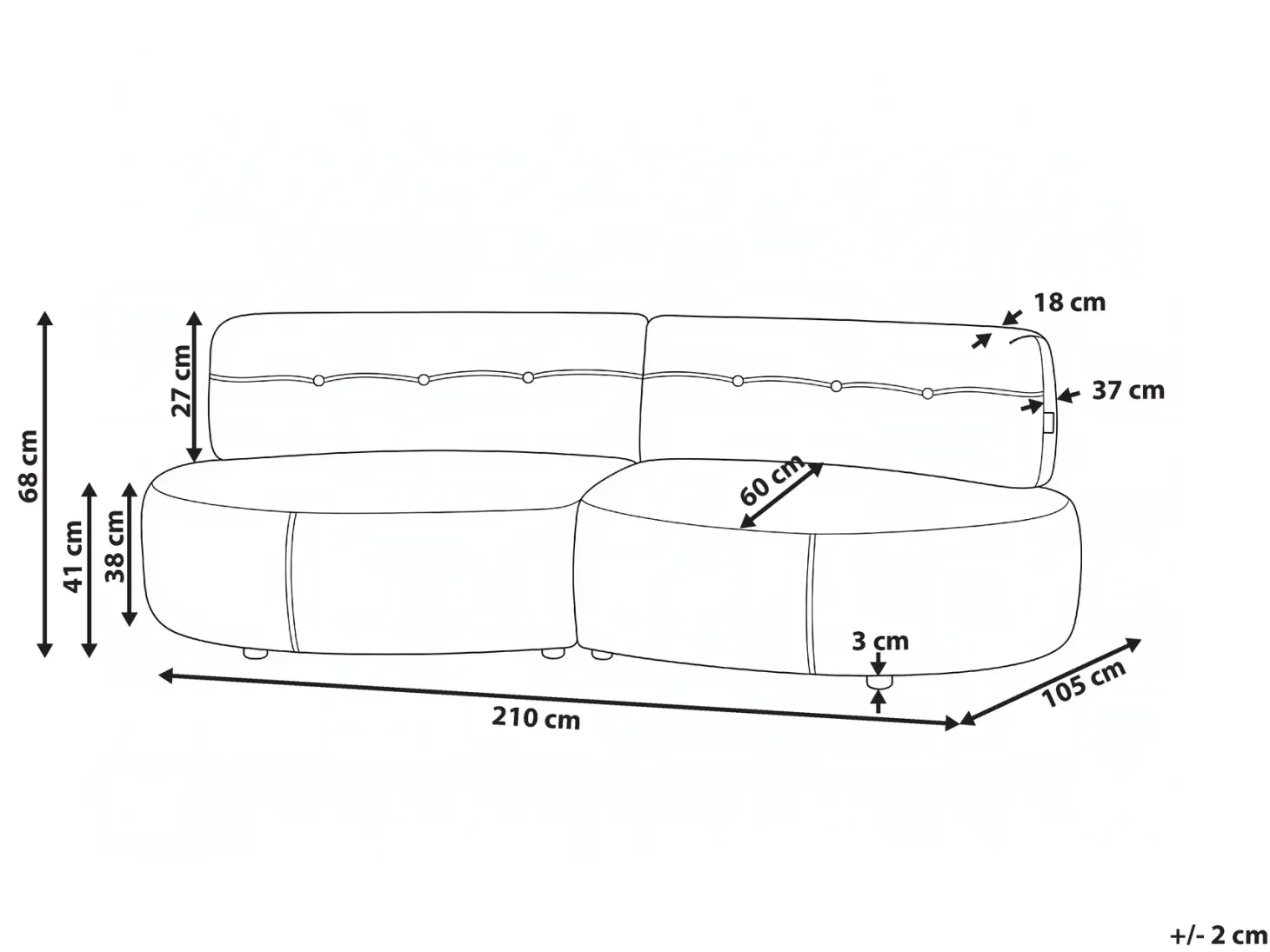 Sofa 3 personers LAERDAL Boucle Cremehvid