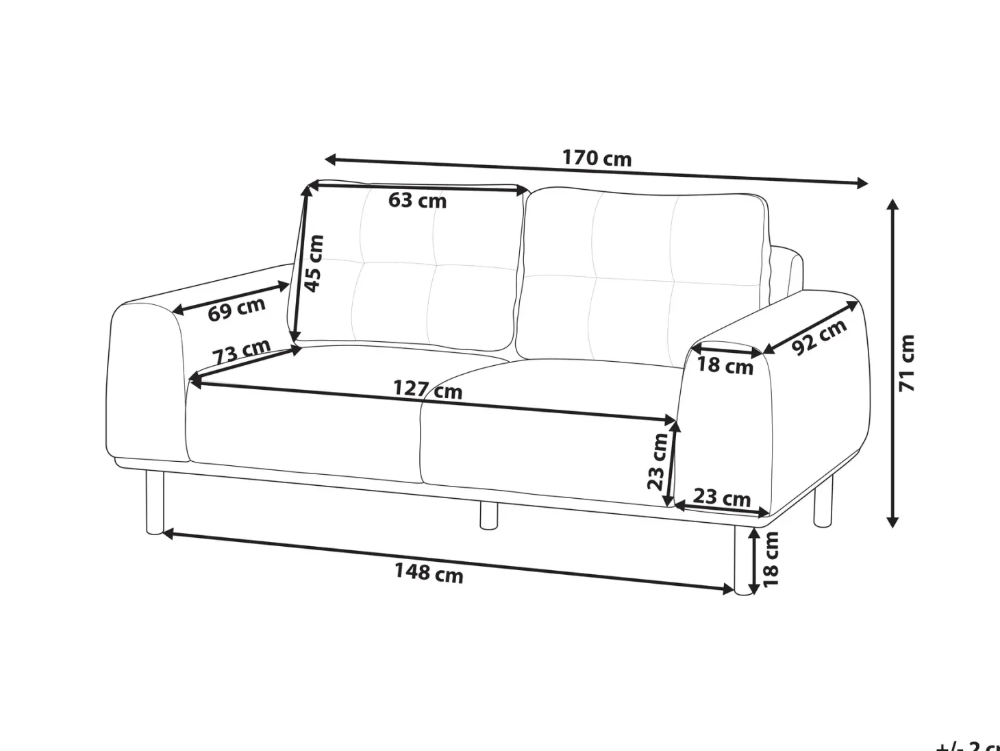 Sofa 2 personers LAURILA Lys Beige