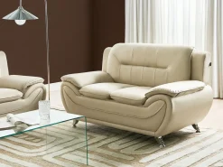 Sofa 2 personers LEIRA Kunstlæder Beige