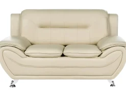 Sofa 2 personers LEIRA Kunstlæder Beige