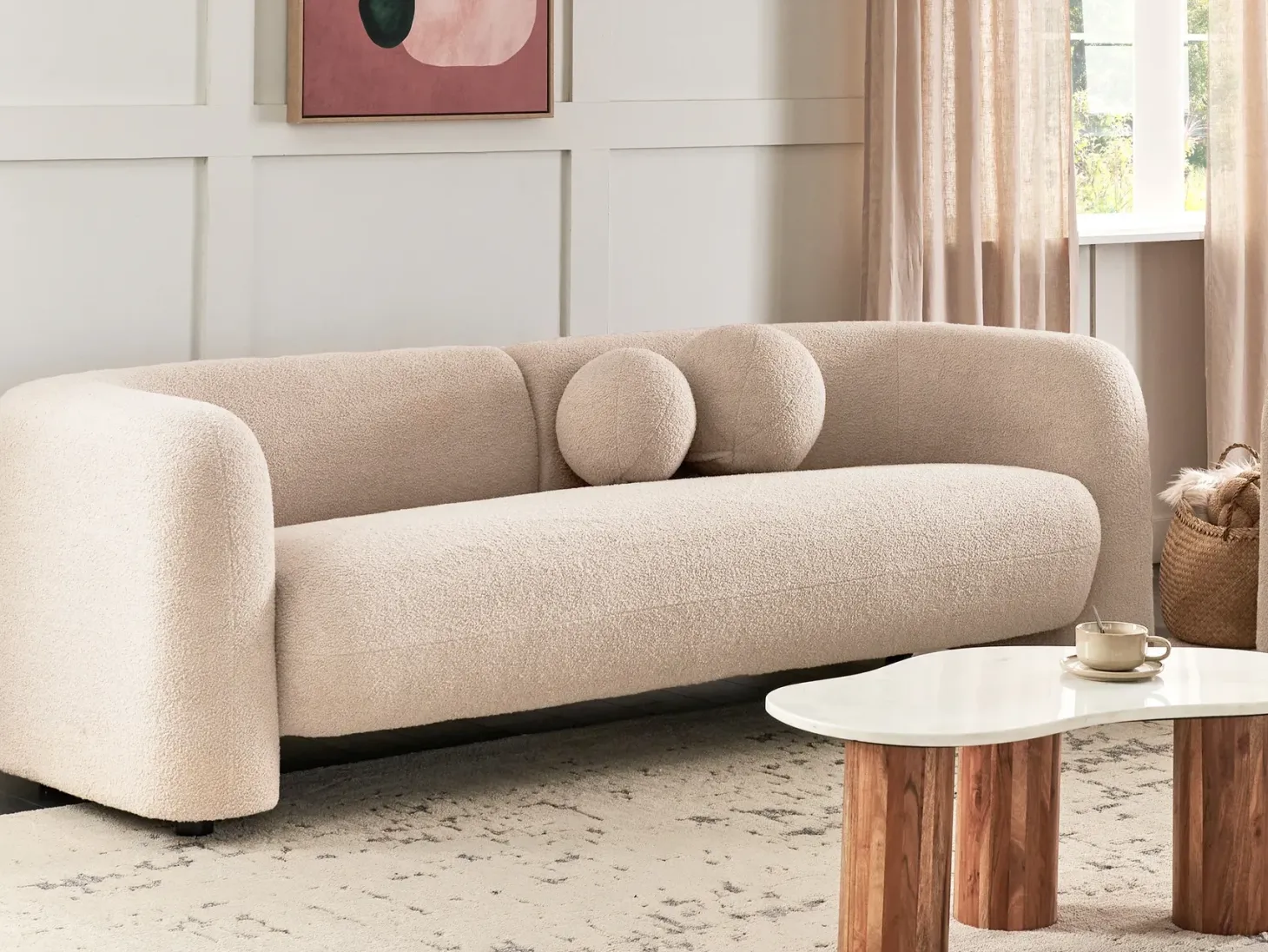 Sofa 3 personers LEIREN Boucle Beige