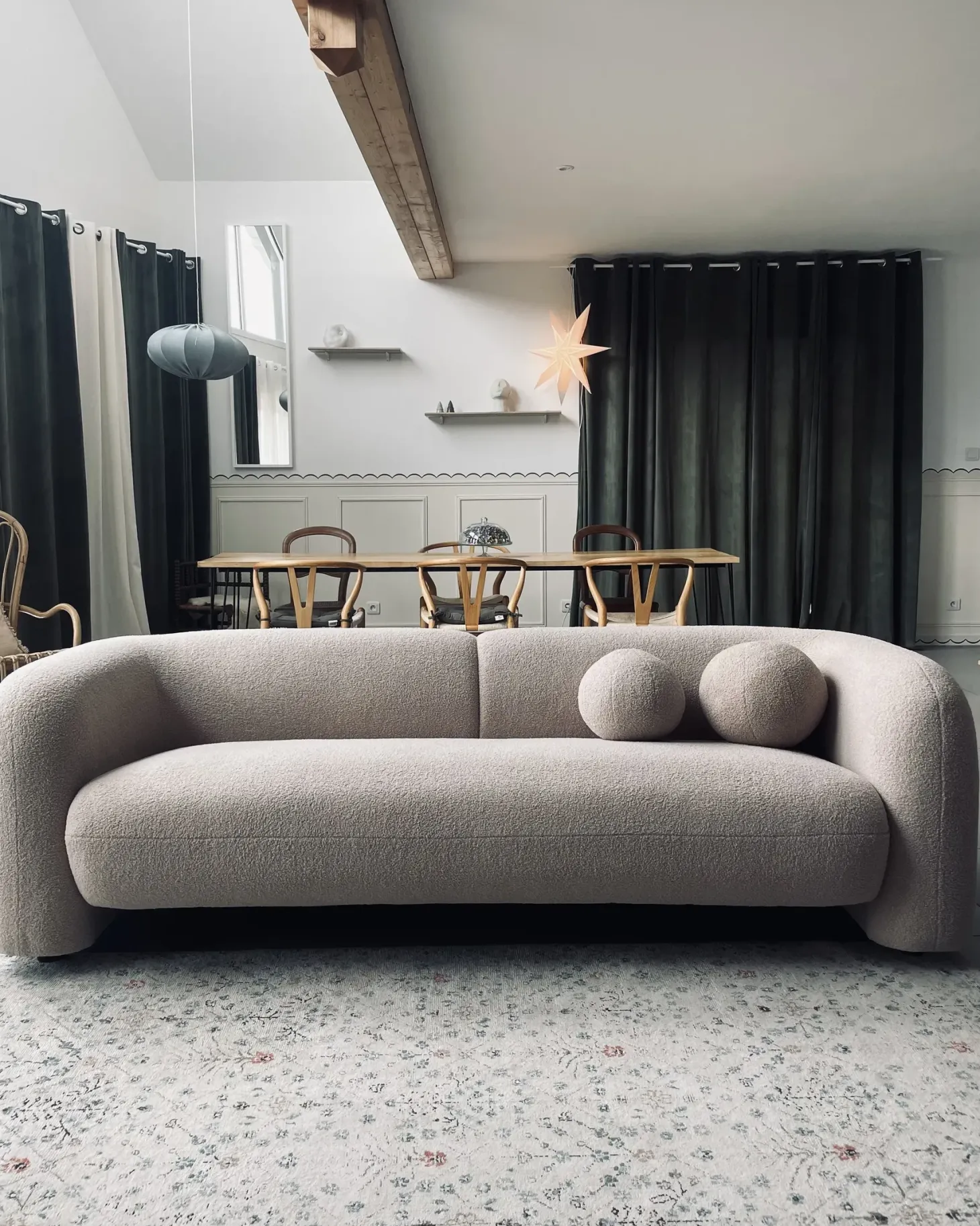 Sofa 3 personers LEIREN Boucle Beige